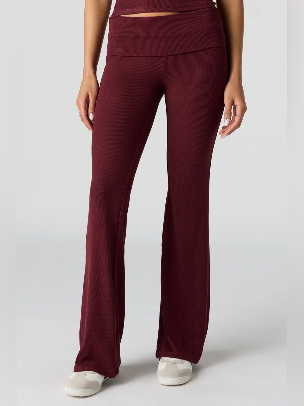 Urban Planet Ribbed Flare Leggings - Burgundy - 32” inseam